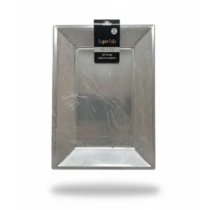 PLATO PLATEADO RECTANGULAR 3 PCS